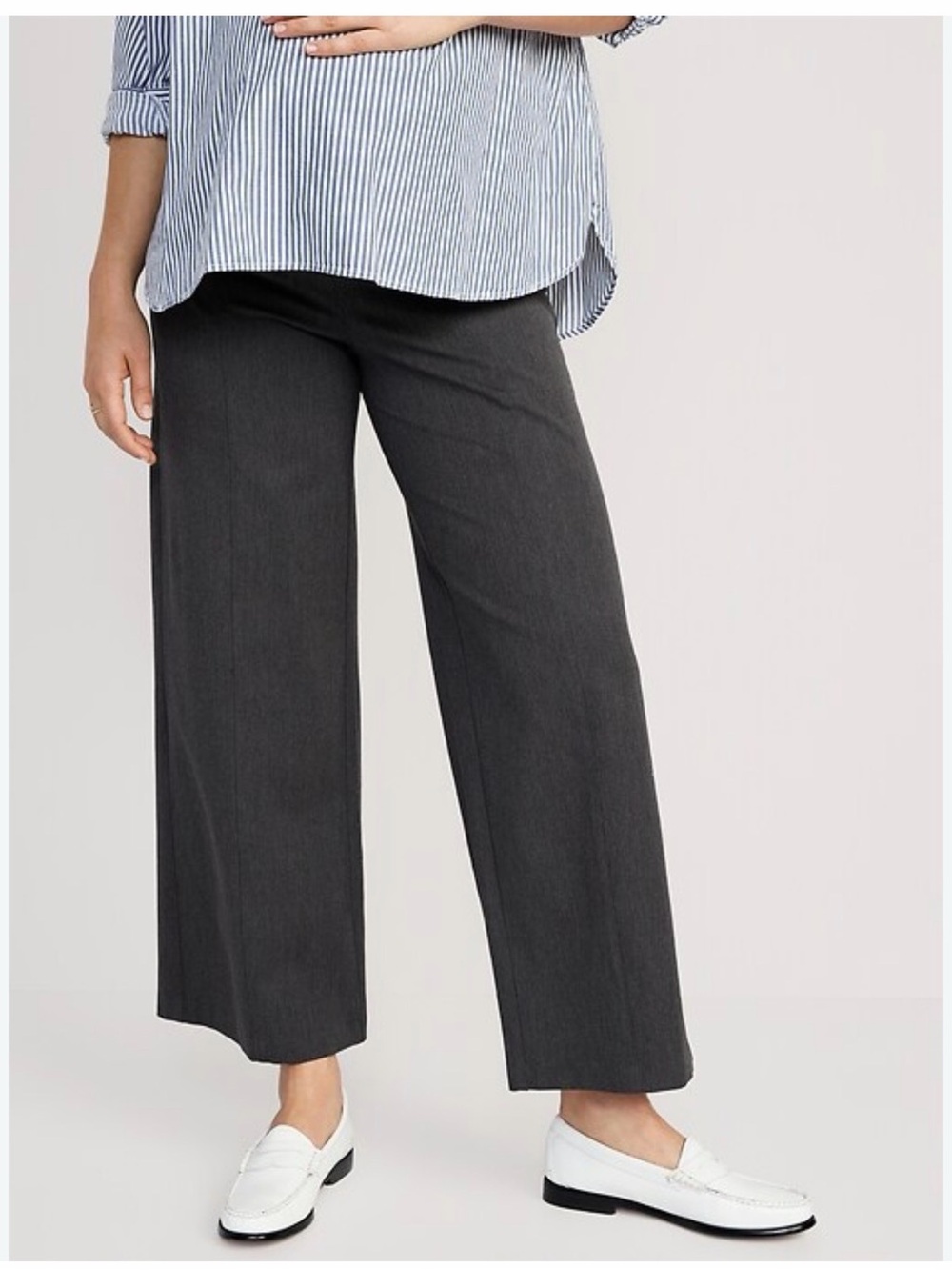 Old Navy Maternity Full-Panel Pixie Wide-Leg Pants Dark Heather Gray Sz Small